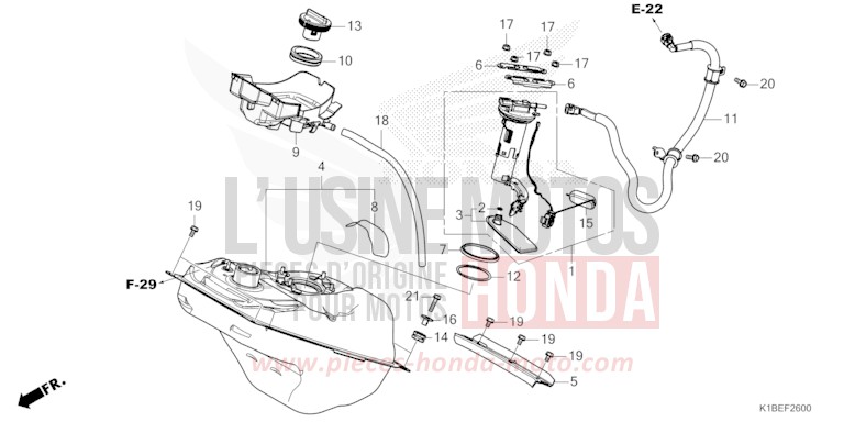 RESERVOIR A CARBURANT de Forza 350 PEARL NIGHTSTAR BLACK (NHA84) de 2025